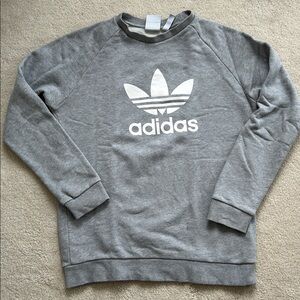 Adidas 100% Cotton Men Gray Crewneck Sweater